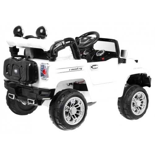 JJ Kids Bateriově napájené off-road auto bílé dálkové úložiště Light Audio