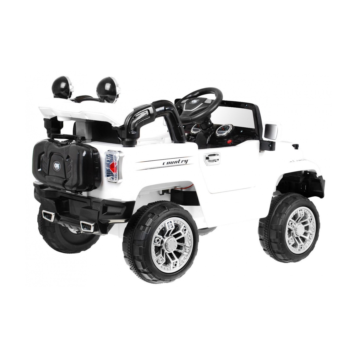 JJ Kids Bateriově napájené off-road auto bílé dálkové úložiště Light Audio