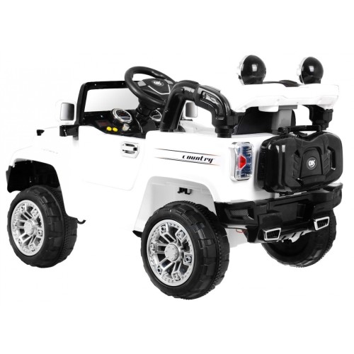 JJ Kids Bateriově napájené off-road auto bílé dálkové úložiště Light Audio
