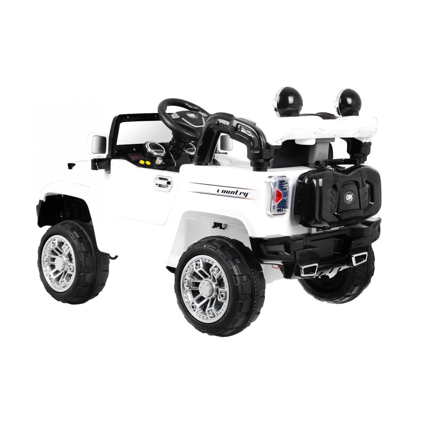 JJ Kids Bateriově napájené off-road auto bílé dálkové úložiště Light Audio