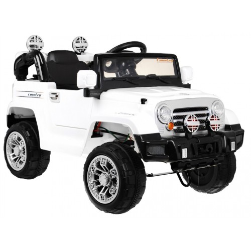JJ Kids Bateriově napájené off-road auto bílé dálkové úložiště Light Audio