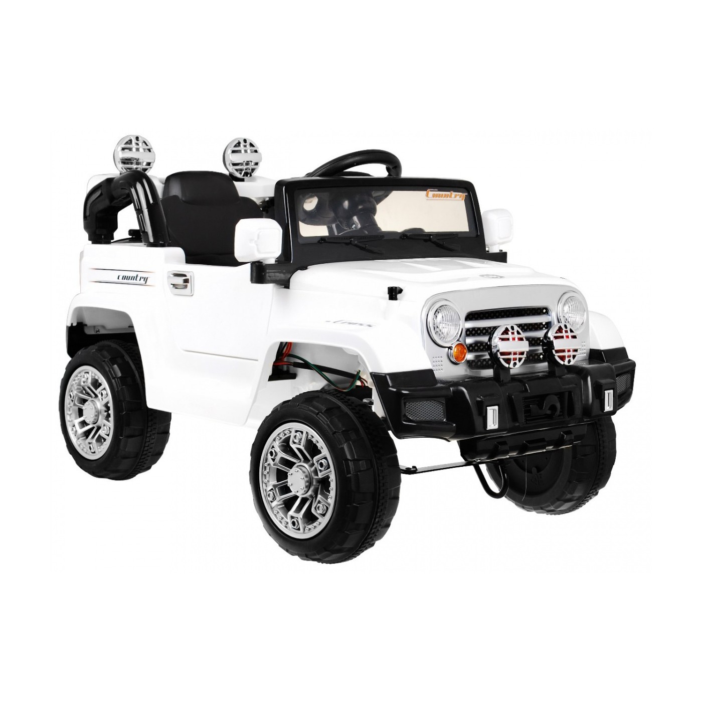 JJ Kids Bateriově napájené off-road auto bílé dálkové úložiště Light Audio