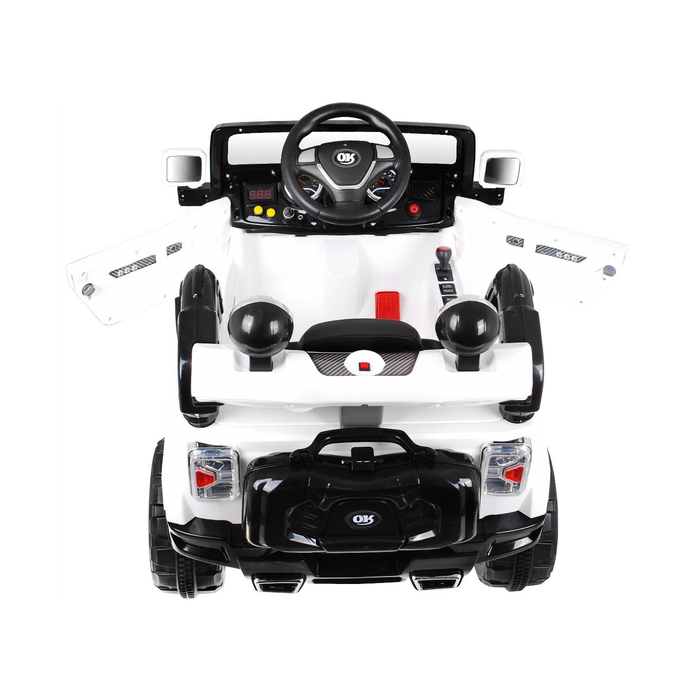 JJ Kids Bateriově napájené off-road auto bílé dálkové úložiště Light Audio