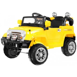 Terénní auto JJ s baterií pro děti žlutý + Remote + Storage + Light + Audio