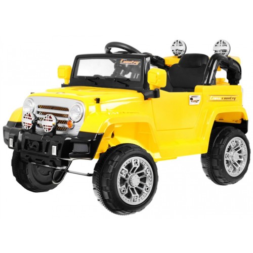Terénní auto JJ s baterií pro děti žlutý + Remote + Storage + Light + Audio