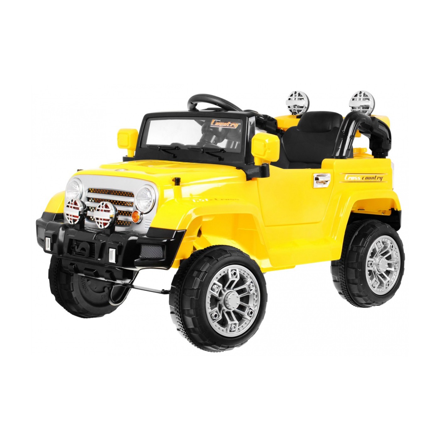Terénní auto JJ s baterií pro děti žlutý + Remote + Storage + Light + Audio
