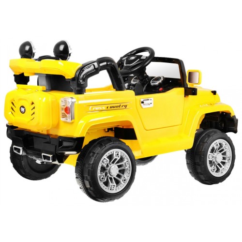 Terénní auto JJ s baterií pro děti žlutý + Remote + Storage + Light + Audio
