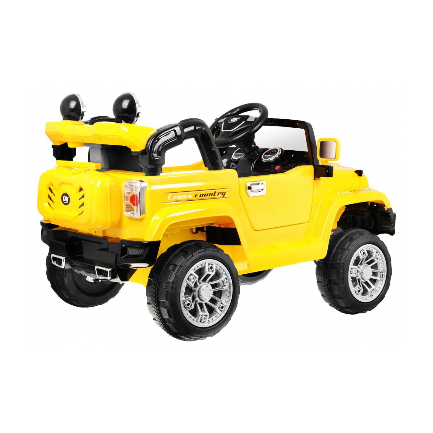 Terénní auto JJ s baterií pro děti žlutý + Remote + Storage + Light + Audio