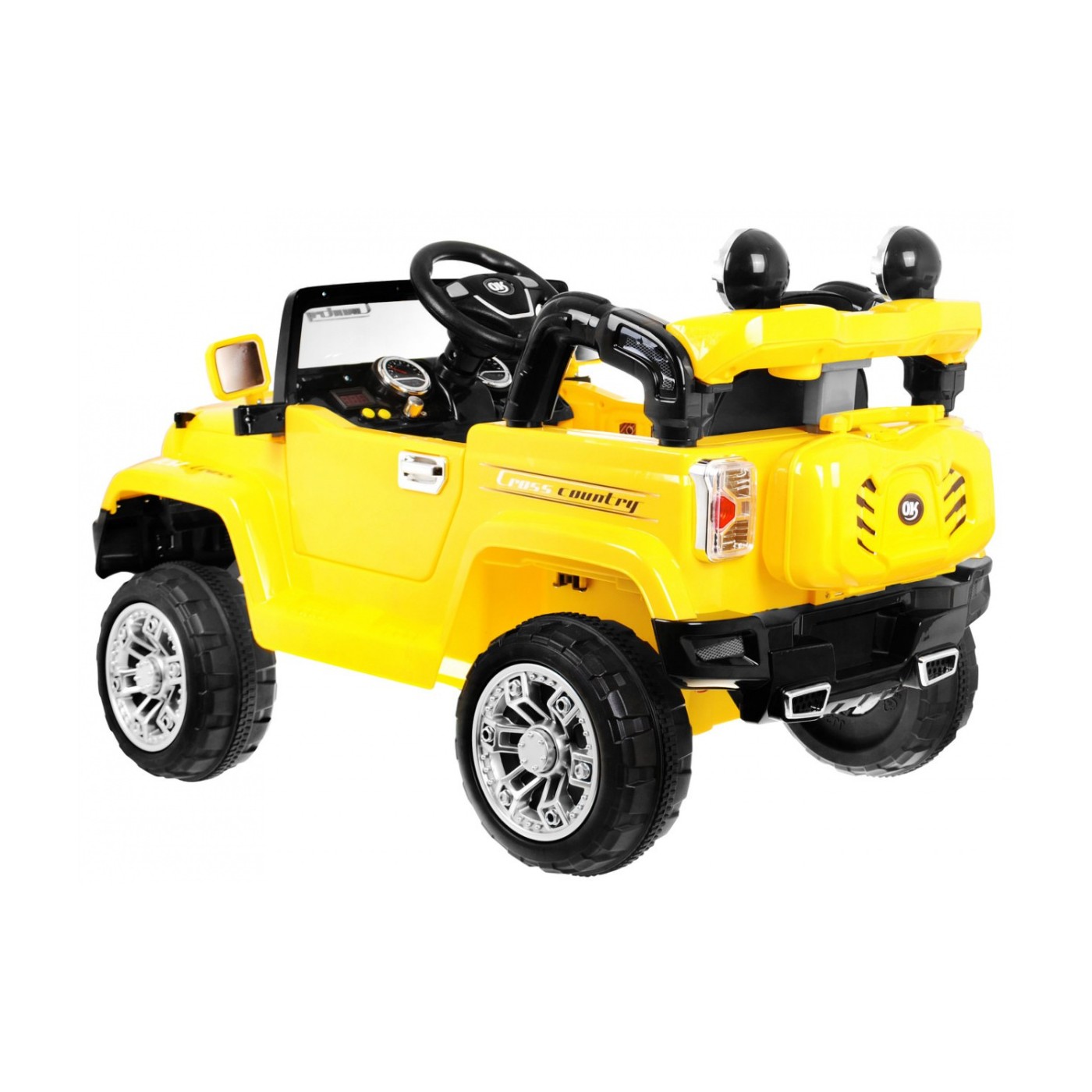 Terénní auto JJ s baterií pro děti žlutý + Remote + Storage + Light + Audio