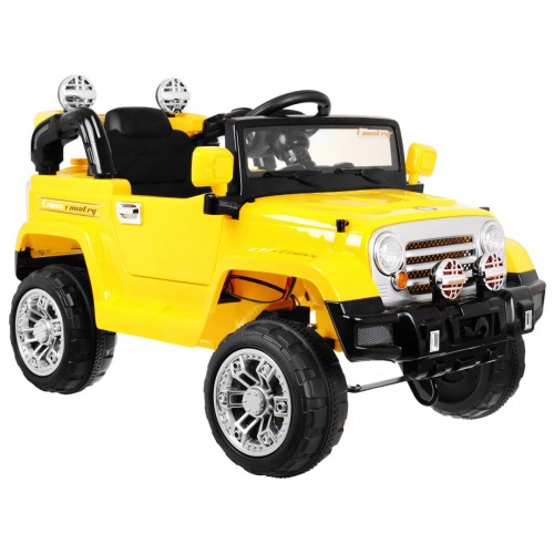 Terénní auto JJ s baterií pro děti žlutý + Remote + Storage + Light + Audio