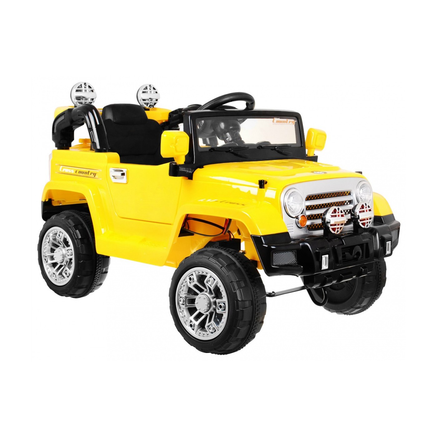Terénní auto JJ s baterií pro děti žlutý + Remote + Storage + Light + Audio