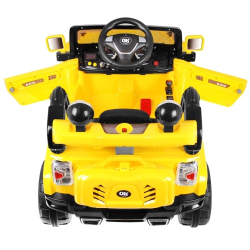 Terénní auto JJ s baterií pro děti žlutý + Remote + Storage + Light + Audio