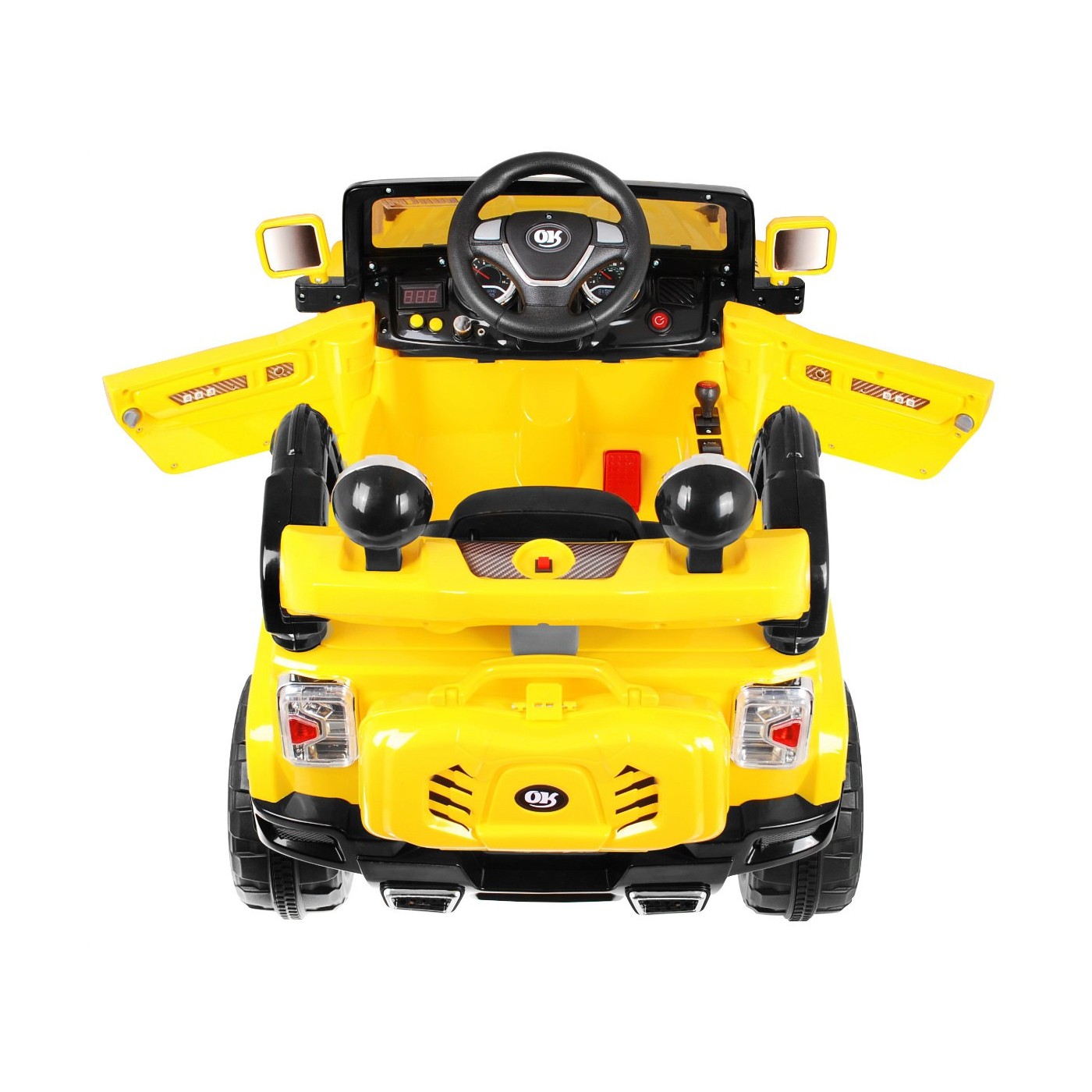 Terénní auto JJ s baterií pro děti žlutý + Remote + Storage + Light + Audio