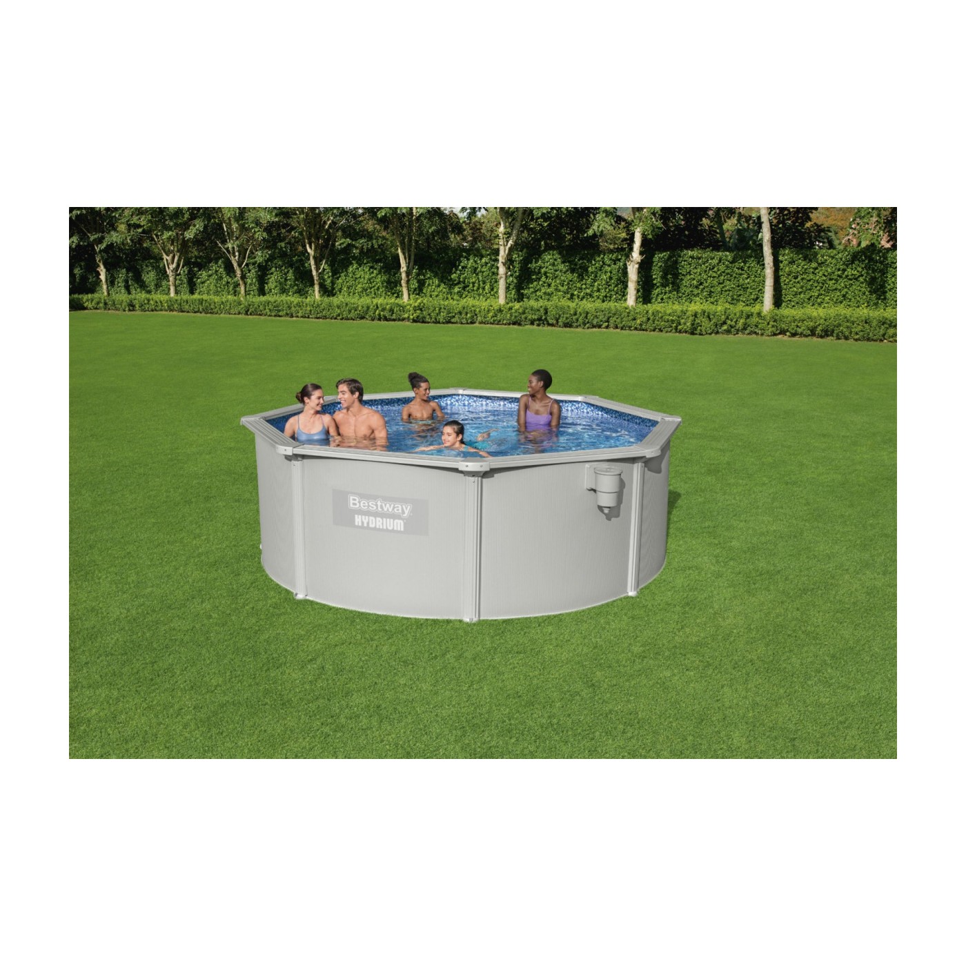 Panelový bazén HYDRIUM 360x120 kulatý 12 stop BESTWAY 8v1 + pískové čerpadlo