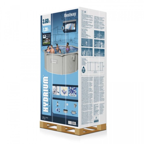 Panelový bazén HYDRIUM 360x120 kulatý 12 stop BESTWAY 8v1 + pískové čerpadlo