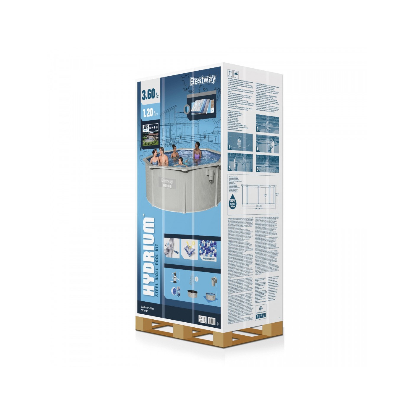 Panelový bazén HYDRIUM 360x120 kulatý 12 stop BESTWAY 8v1 + pískové čerpadlo