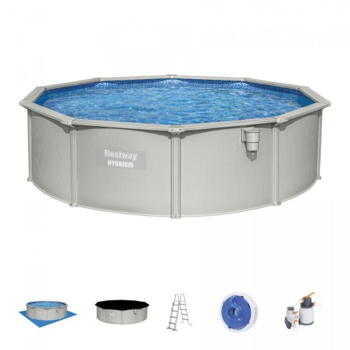 Panelový bazén HYDRIUM 460x120 kulatý 15 stop BESTWAY 8v1 + pískové čerpadlo