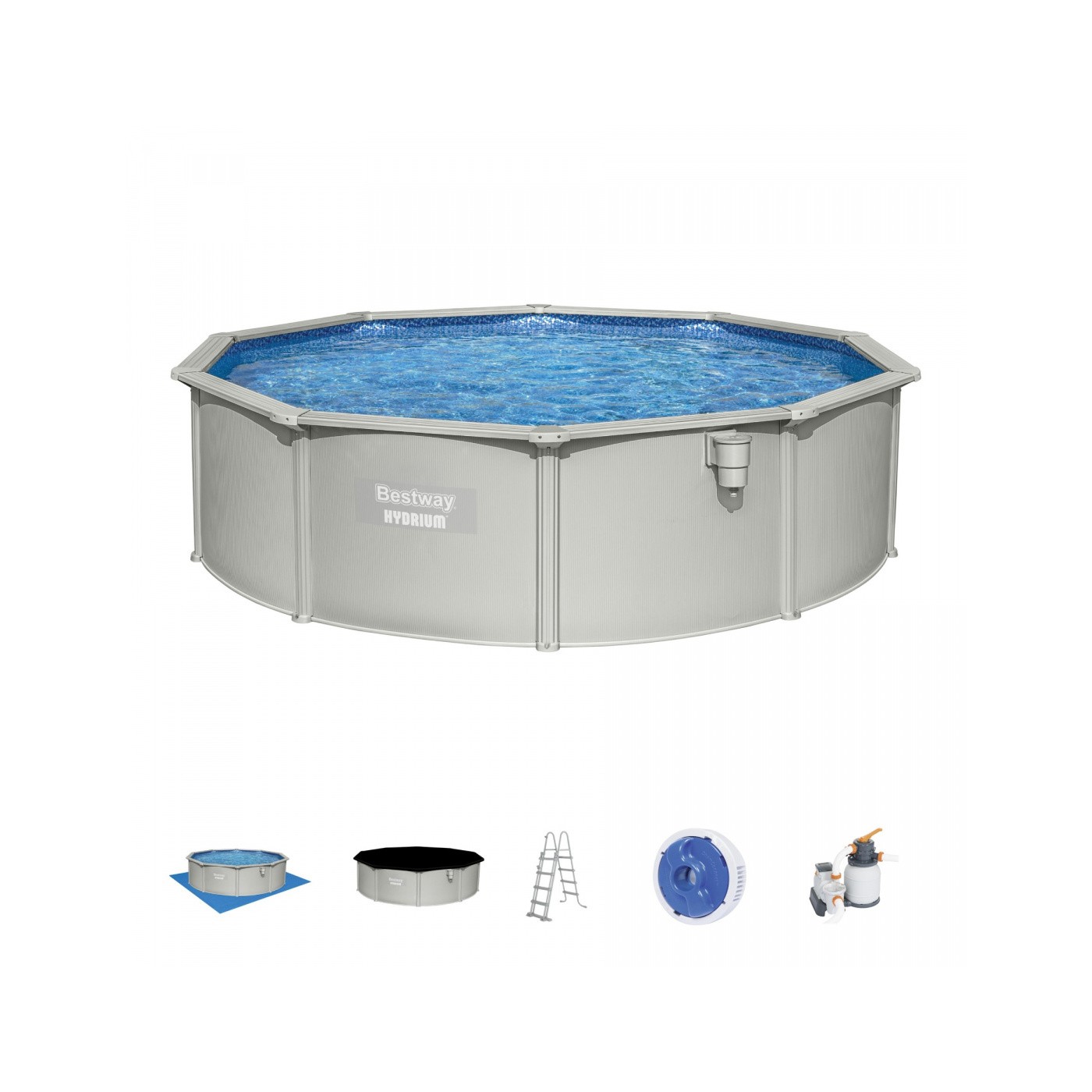 Panelový bazén HYDRIUM 460x120 kulatý 15 stop BESTWAY 8v1 + pískové čerpadlo