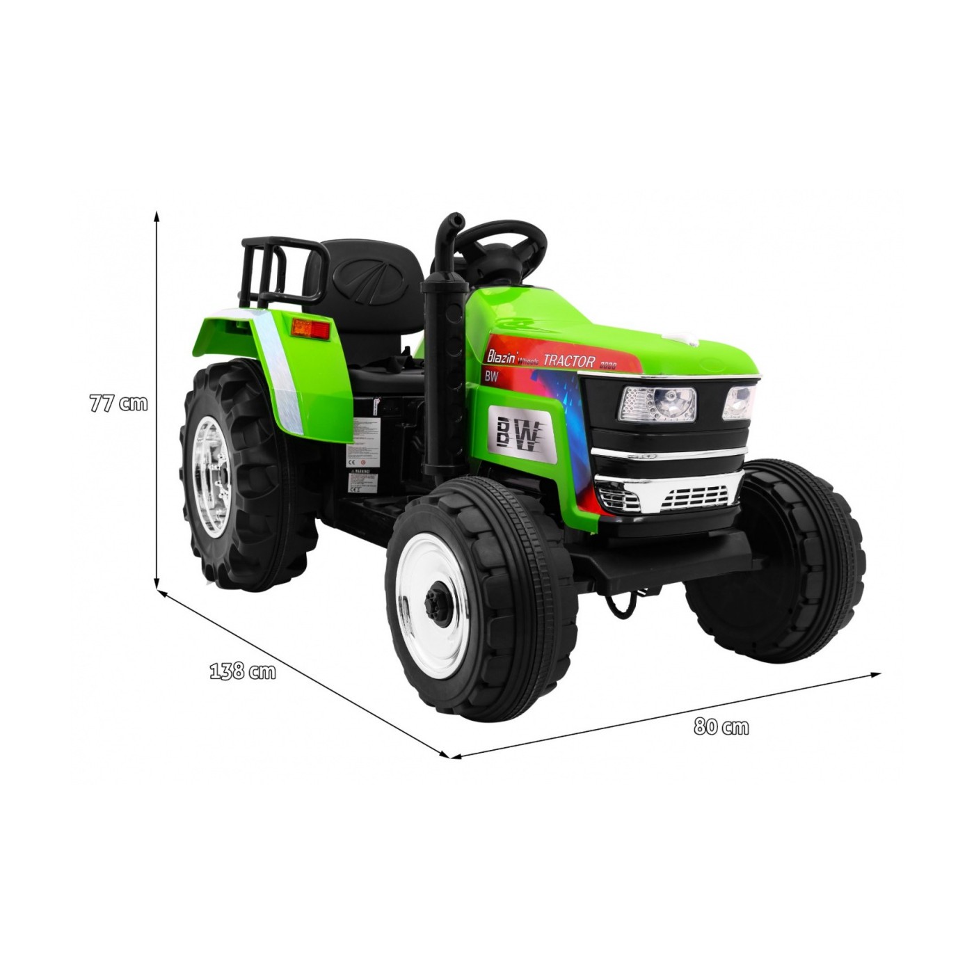 Černobílý traktor Blazin na baterii Zelené dálkové světlo pomalého startu Zvuky