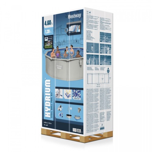 Panelový bazén HYDRIUM 460x120 kulatý 15 stop BESTWAY 8v1 + pískové čerpadlo