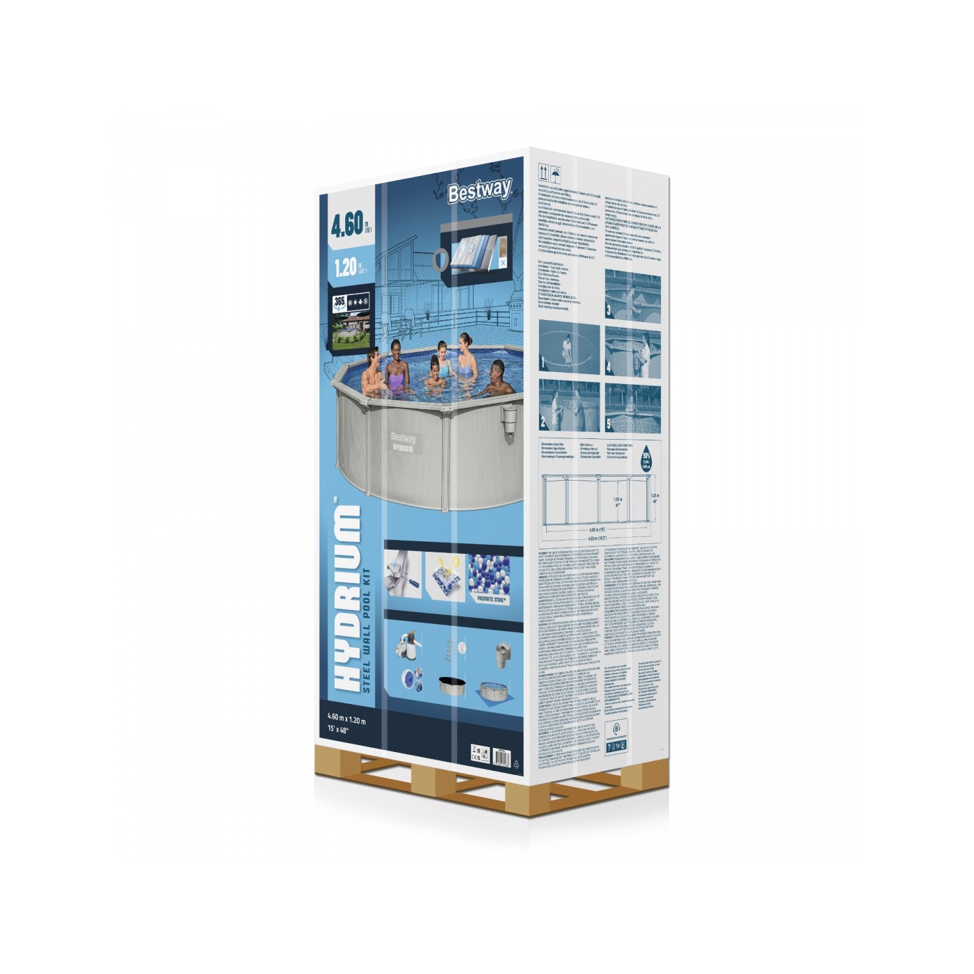 Panelový bazén HYDRIUM 460x120 kulatý 15 stop BESTWAY 8v1 + pískové čerpadlo