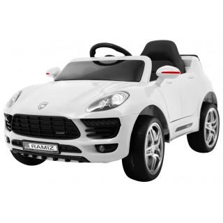 Autko Turbo-S na baterii pro děti bílá + dálkové ovládání + pomalý start + kola EVA + rádio MP3