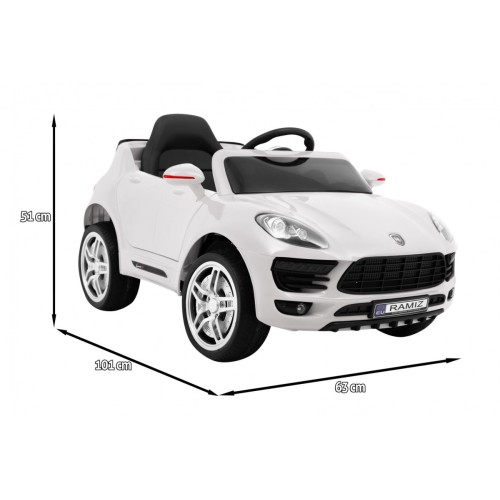 Autko Turbo-S na baterii pro děti bílá + dálkové ovládání + pomalý start + kola EVA + rádio MP3