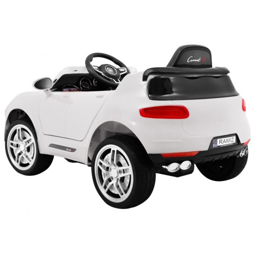 Autko Turbo-S na baterii pro děti bílá + dálkové ovládání + pomalý start + kola EVA + rádio MP3