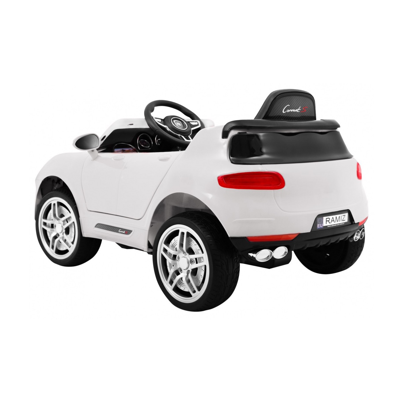 Autko Turbo-S na baterii pro děti bílá + dálkové ovládání + pomalý start + kola EVA + rádio MP3