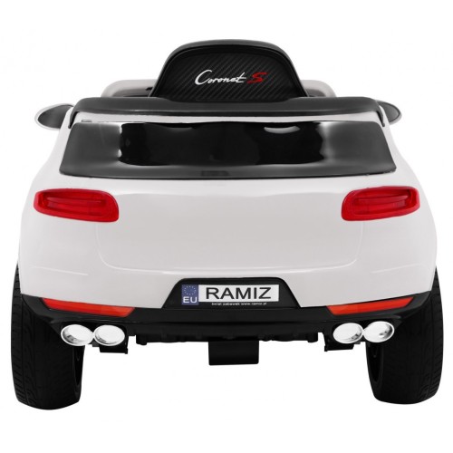 Autko Turbo-S na baterii pro děti bílá + dálkové ovládání + pomalý start + kola EVA + rádio MP3