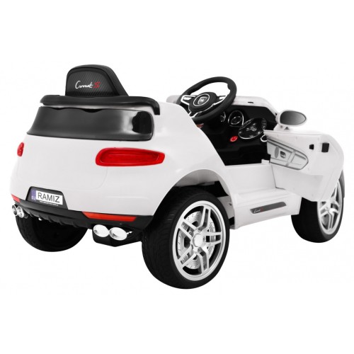 Autko Turbo-S na baterii pro děti bílá + dálkové ovládání + pomalý start + kola EVA + rádio MP3