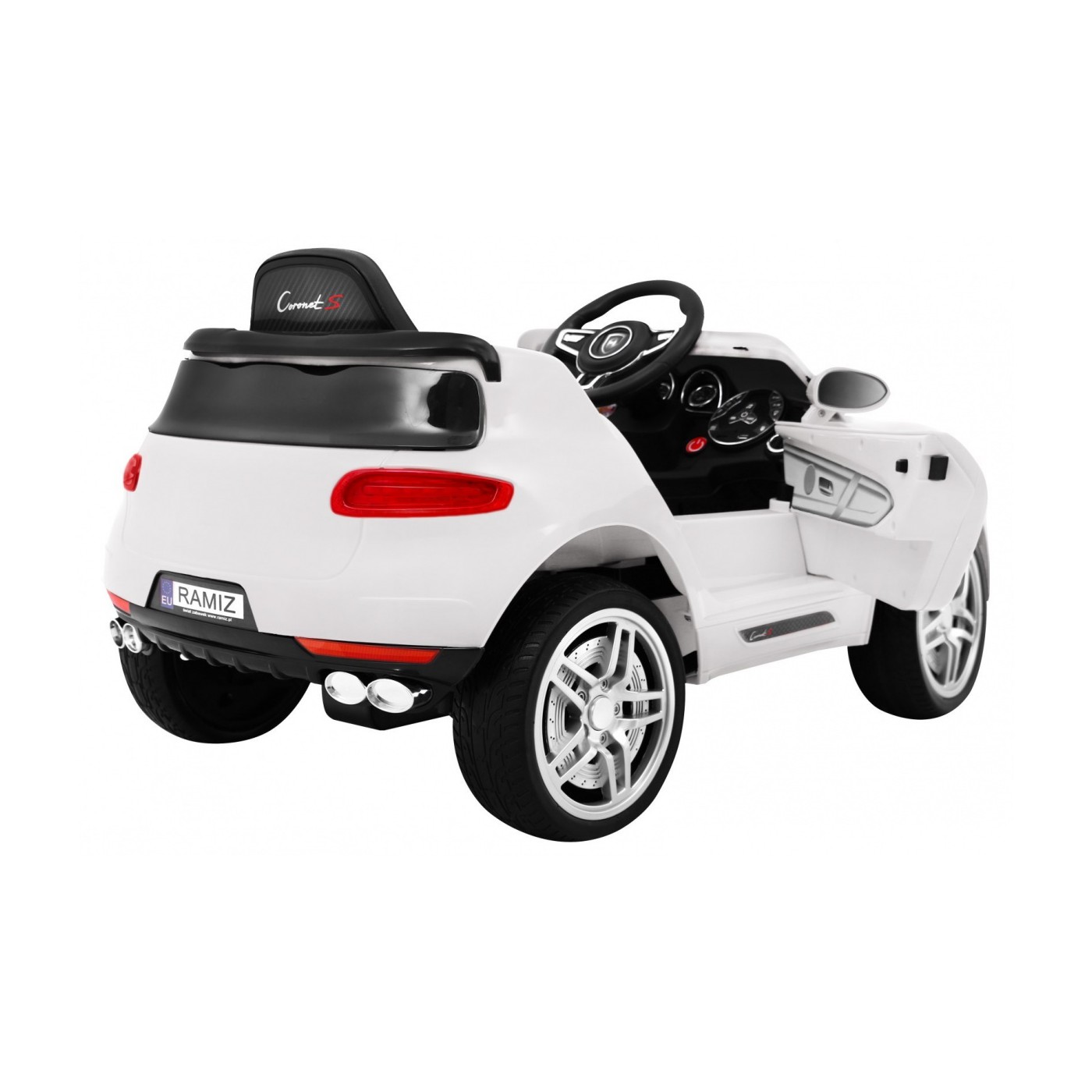 Autko Turbo-S na baterii pro děti bílá + dálkové ovládání + pomalý start + kola EVA + rádio MP3
