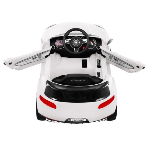 Autko Turbo-S na baterii pro děti bílá + dálkové ovládání + pomalý start + kola EVA + rádio MP3