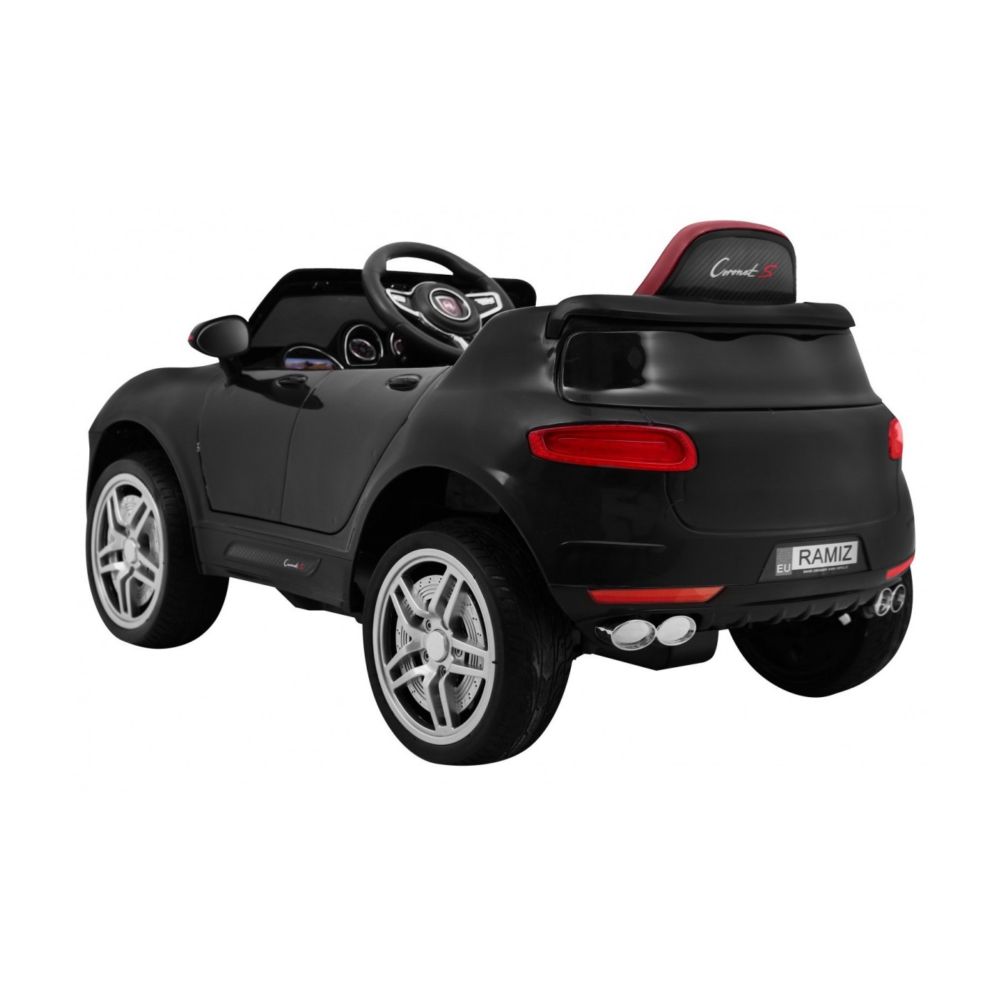 Autko Turbo-S na baterii pro děti černá + dálkové ovládání + pomalý start + kola EVA + rádio MP3