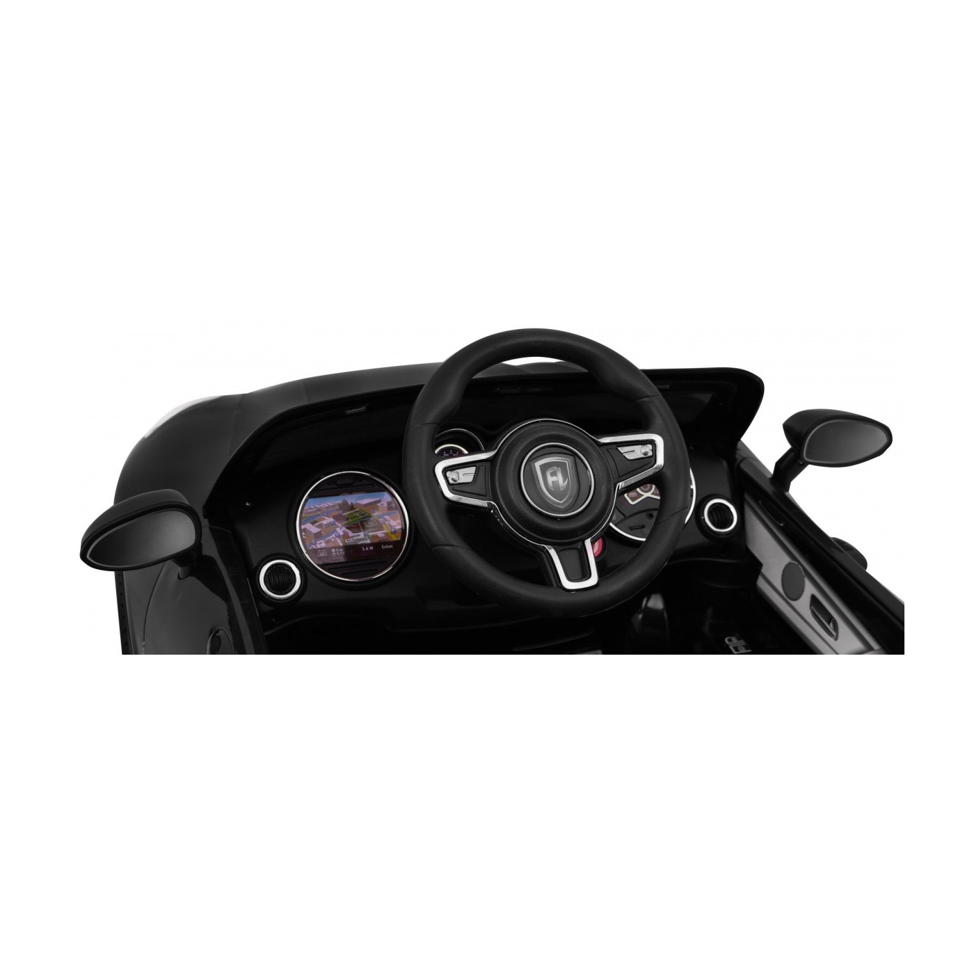 Autko Turbo-S na baterii pro děti černá + dálkové ovládání + pomalý start + kola EVA + rádio MP3