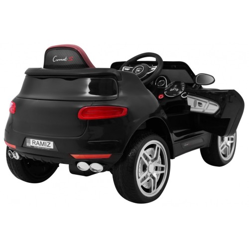 Autko Turbo-S na baterii pro děti černá + dálkové ovládání + pomalý start + kola EVA + rádio MP3