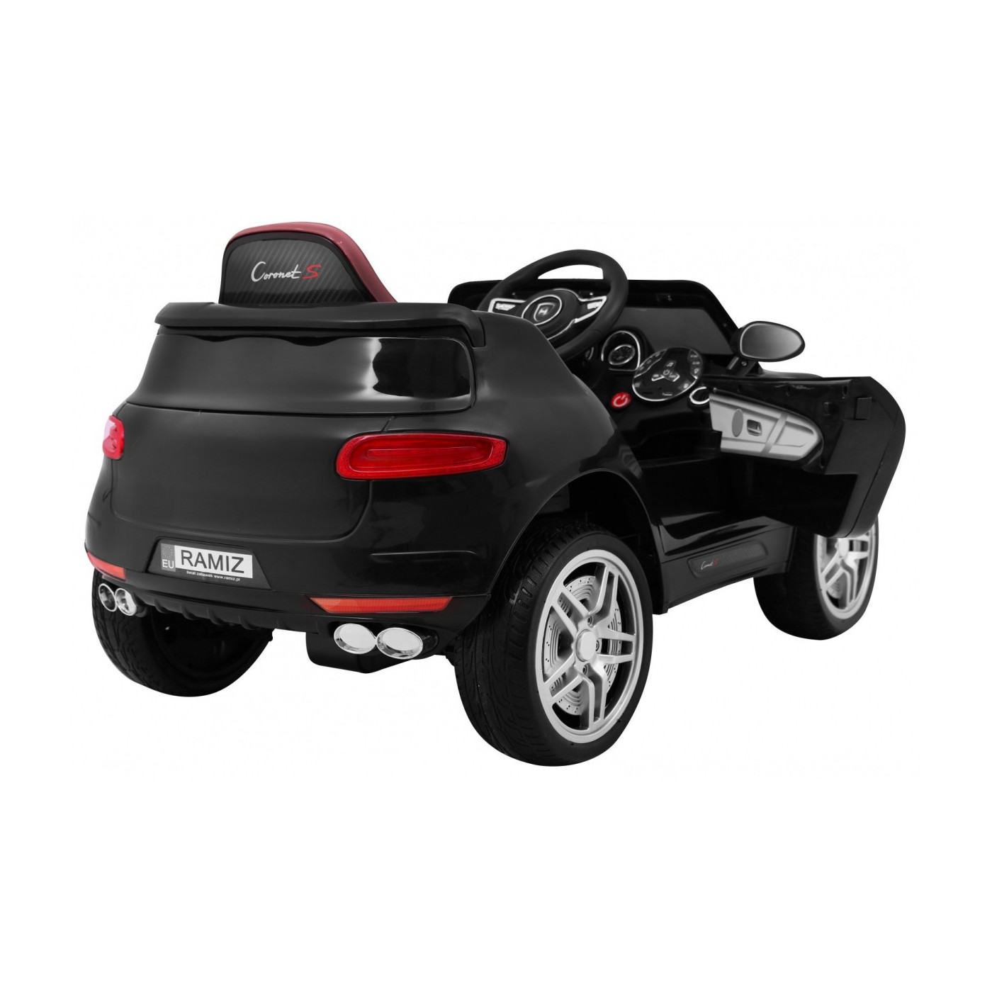 Autko Turbo-S na baterii pro děti černá + dálkové ovládání + pomalý start + kola EVA + rádio MP3