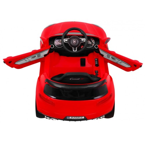 Autko Turbo-S na baterii pro děti červená + dálkový + pomalý start + kola EVA + rádio MP3