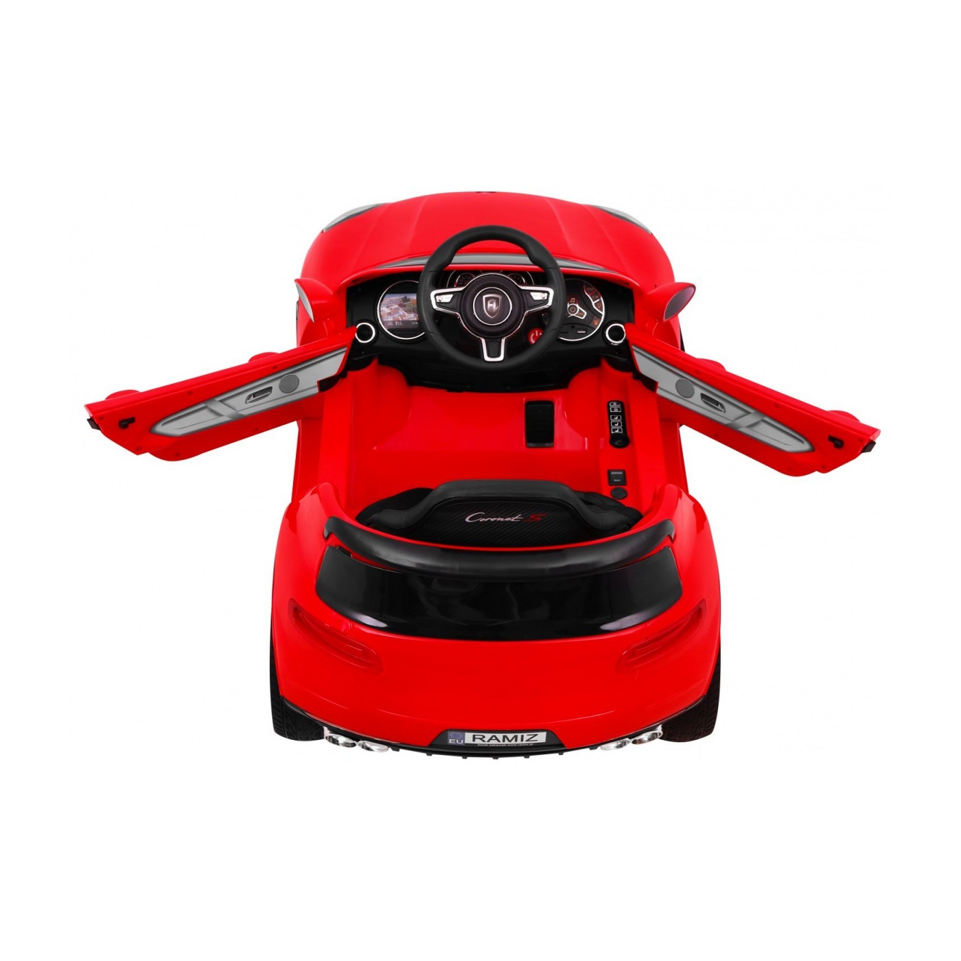 Autko Turbo-S na baterii pro děti červená + dálkový + pomalý start + kola EVA + rádio MP3