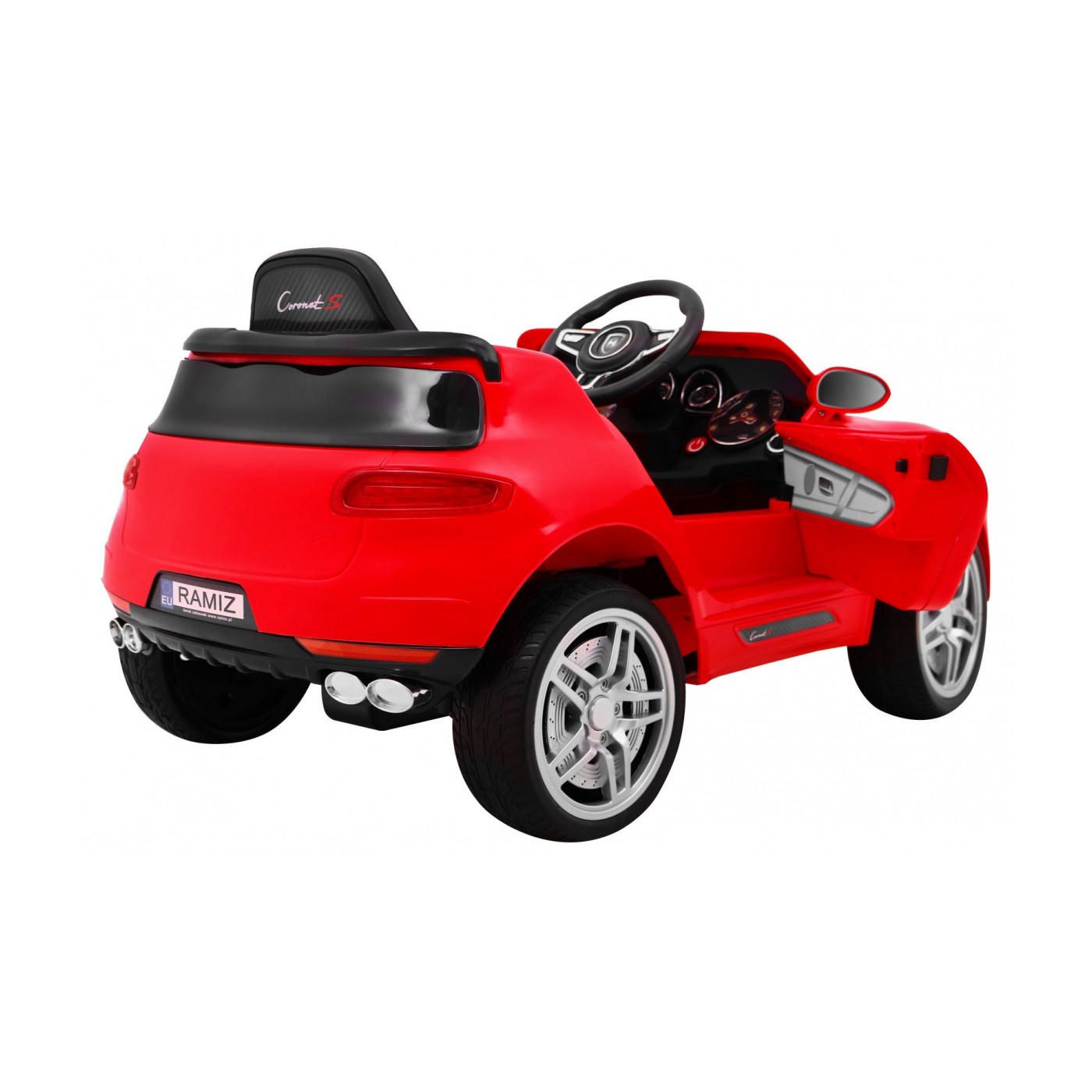 Autko Turbo-S na baterii pro děti červená + dálkový + pomalý start + kola EVA + rádio MP3