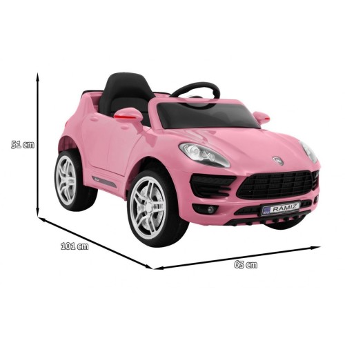 Auto Turbo-S na baterii pro děti Růžová + Dálkový + Pomalý Start + Kola EVA + Rádio MP3