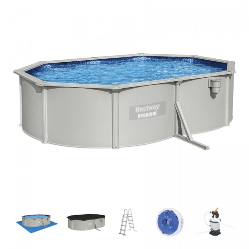 Panelový bazén HYDRIUM 500x360x120 oválný 16x12FT BESTWAY 8v1 + pískové čerpadlo
