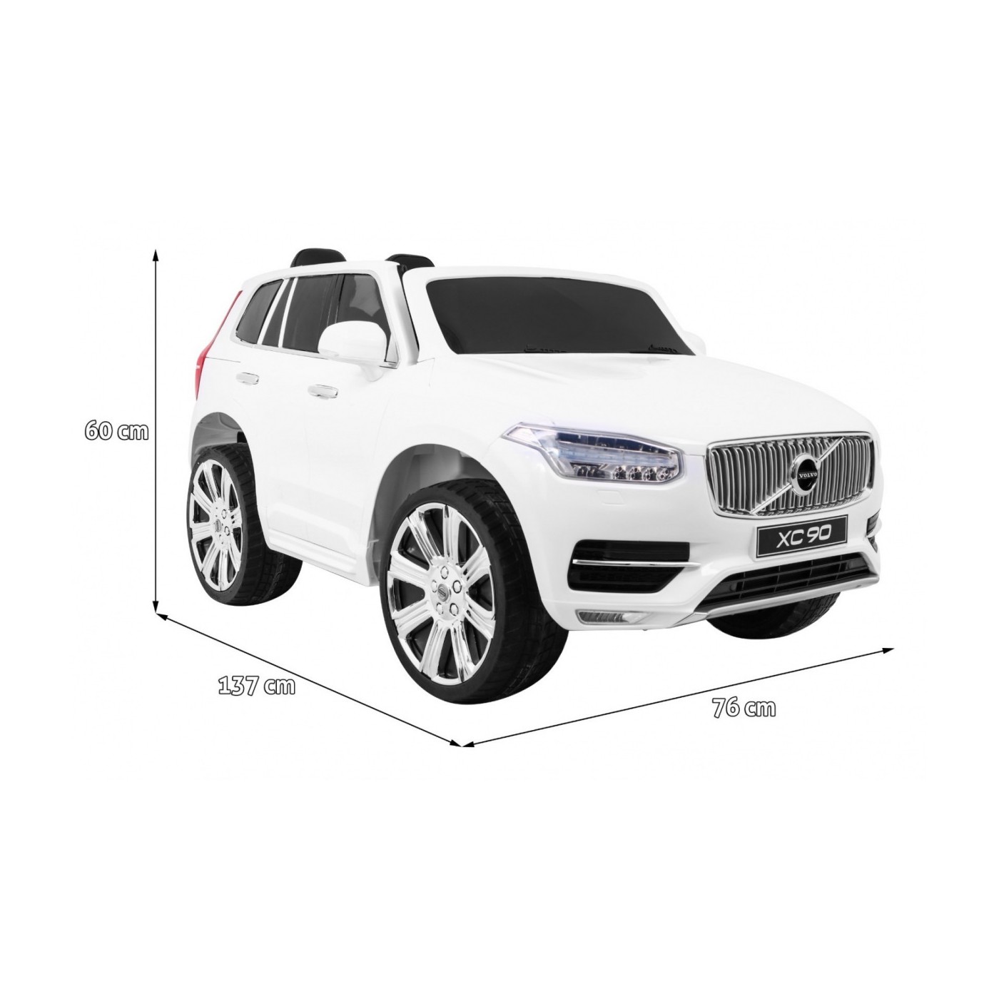 Dětská baterie Volvo XC90 bílá dálkový ovladač kufr EVA pomalý start rádio MP3 LED