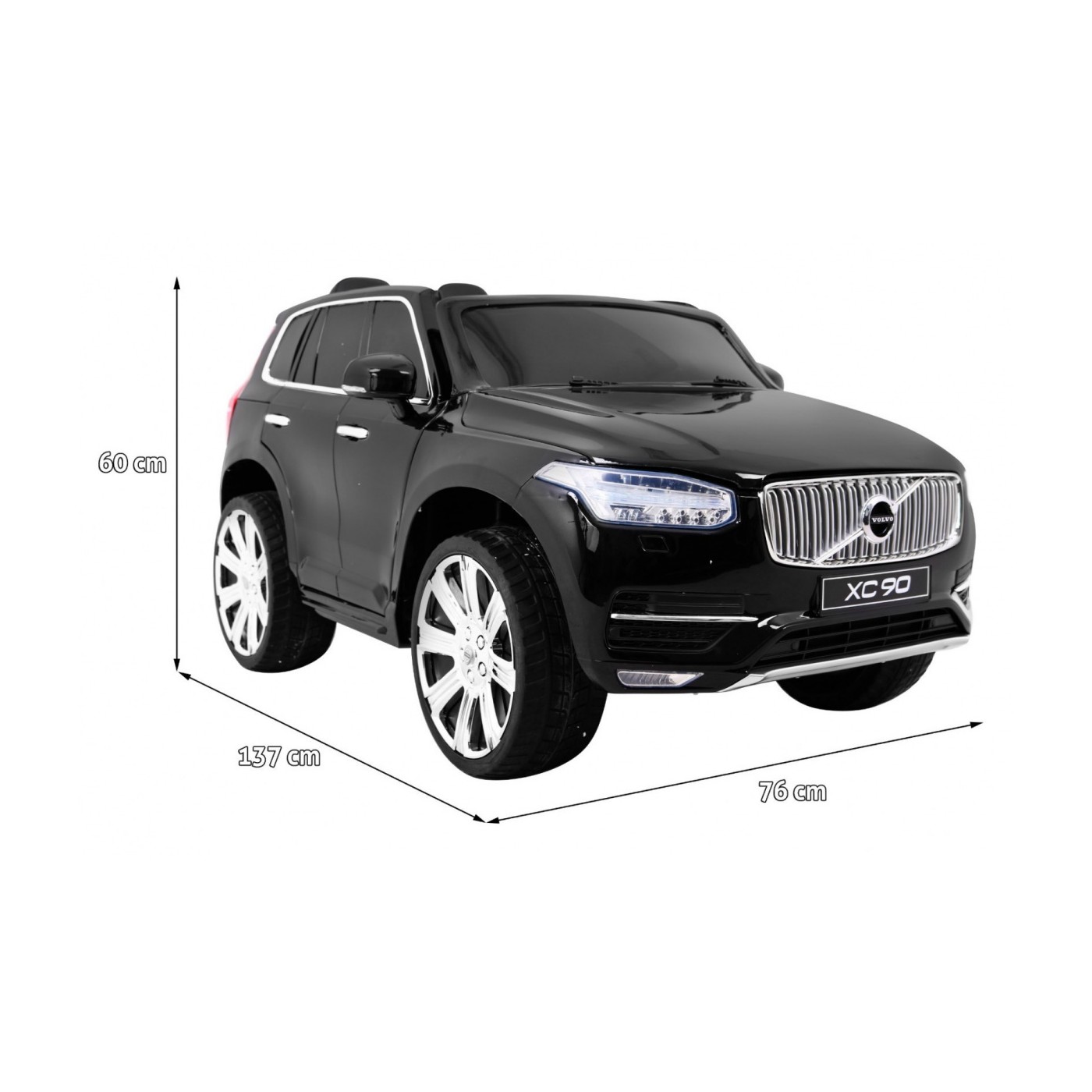 Volvo XC90 Bateriové dětské černé dálkové ovládání kufr EVA pomalý start rádio MP3 LED
