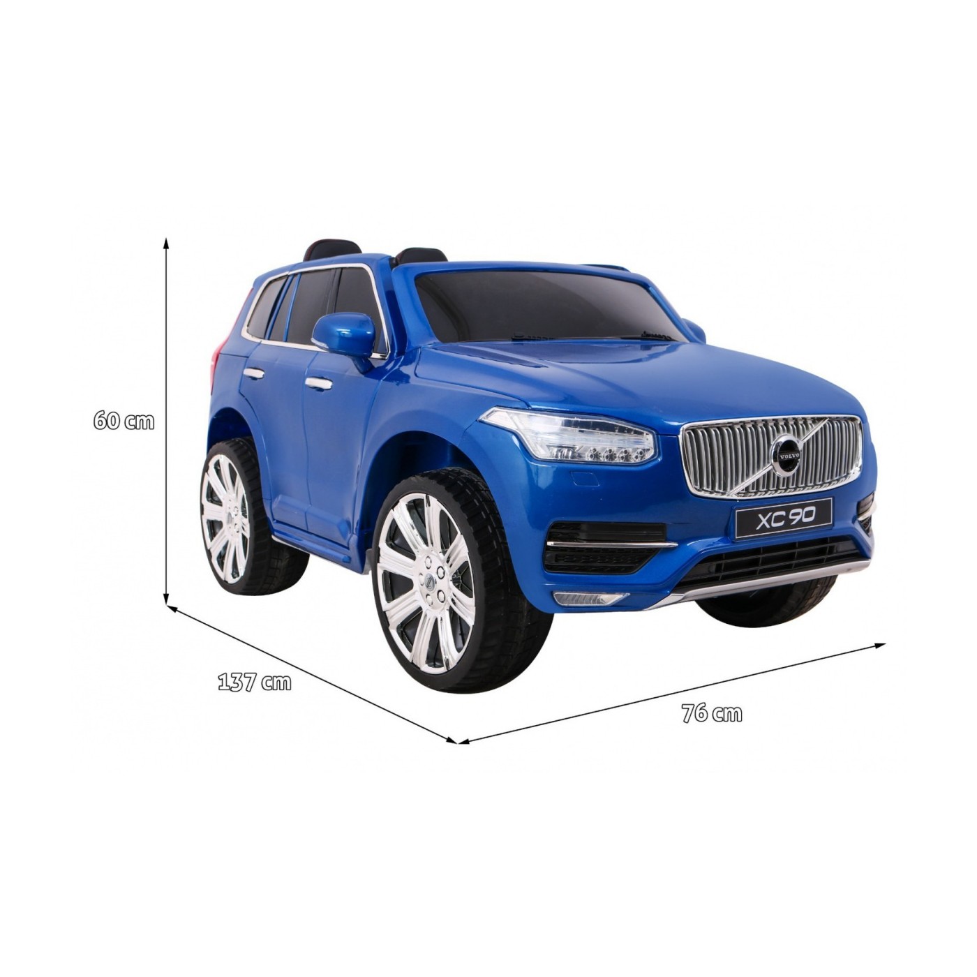 Volvo XC90 Bateriový dětský lak modrý dálkový kufr EVA pomalý start rádio MP3 LED