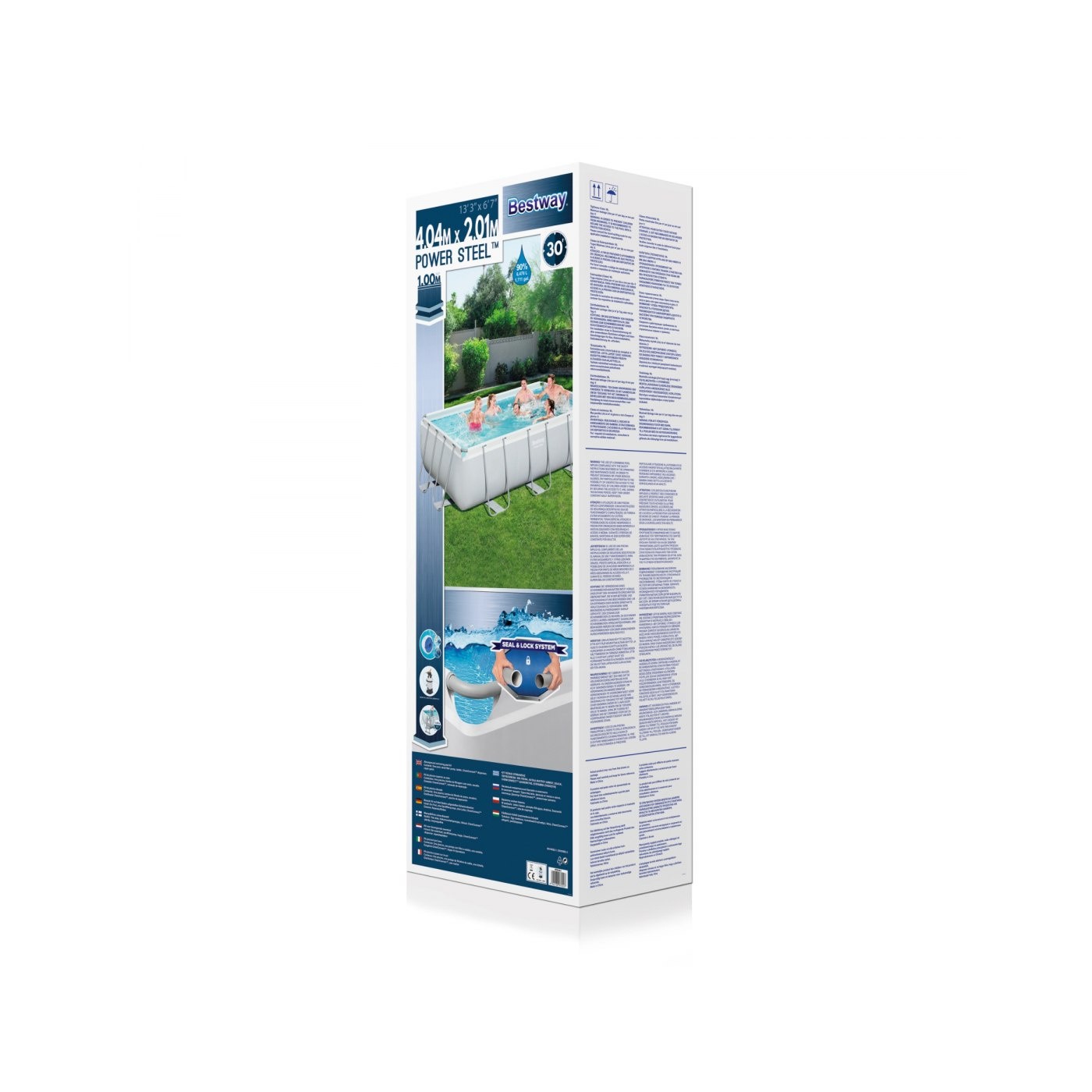 rámový bazén Power Steel 404x201x100 Šedá 13X6FT BESTWAY 6v1 Pískové čerpadlo Žebřík