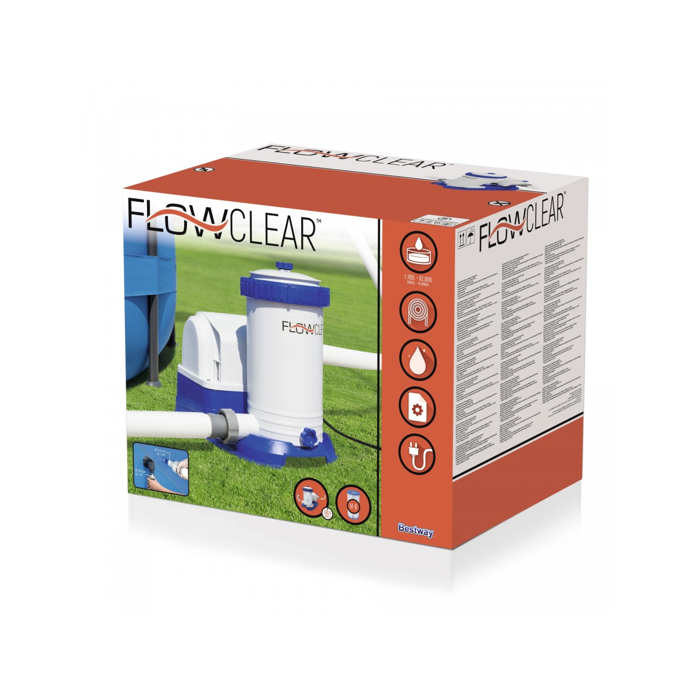 BESTWAY 9463l/h FlowClear Filter Pool Pump + Náhradní filtr IV