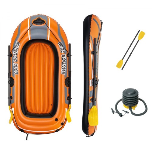 Nafukovací plovák BESTWAY Condor 2000 2místný 188x98x30  + 2 vesla + Nožní pumpa