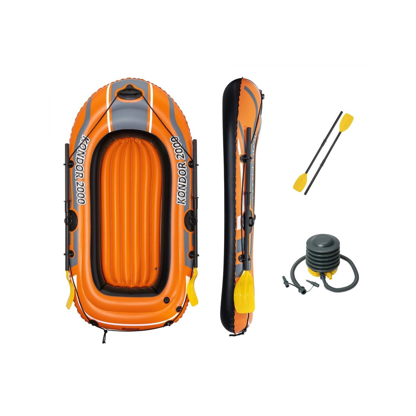 Nafukovací plovák BESTWAY Condor 2000 2místný 188x98x30  + 2 vesla + Nožní pumpa