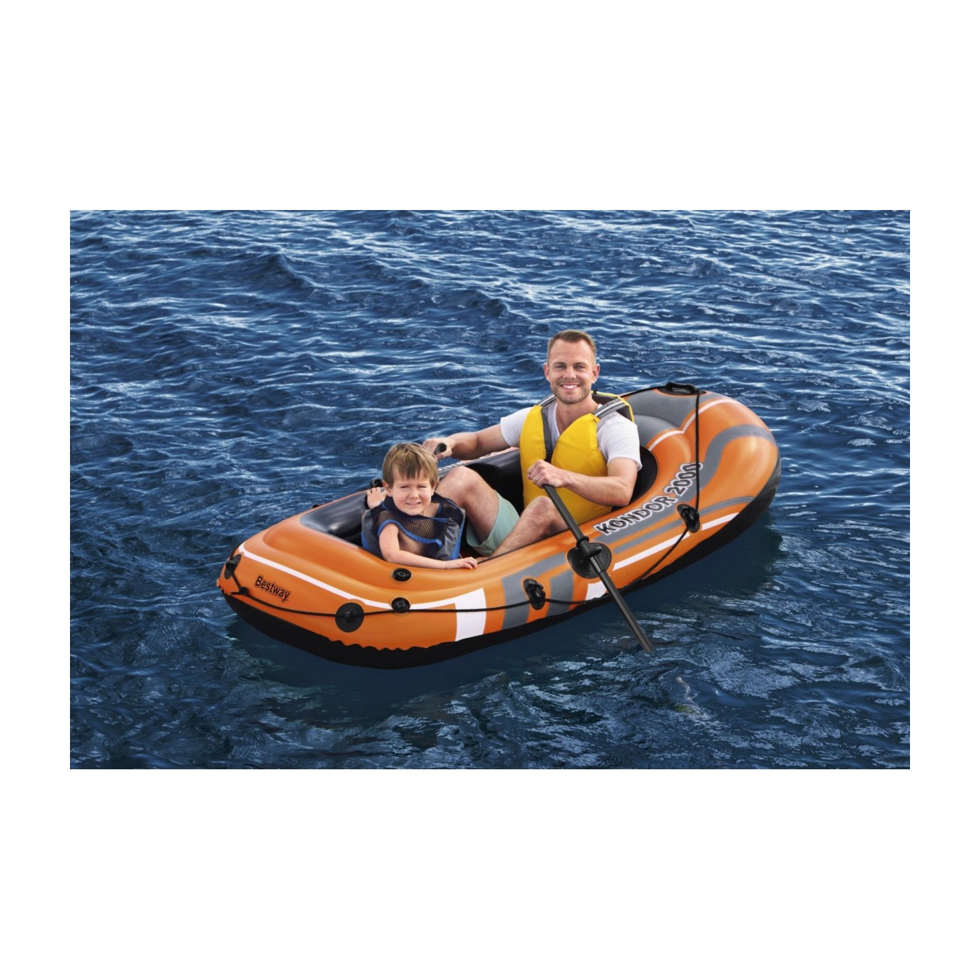 Nafukovací plovák BESTWAY Condor 2000 2místný 188x98x30  + 2 vesla + Nožní pumpa